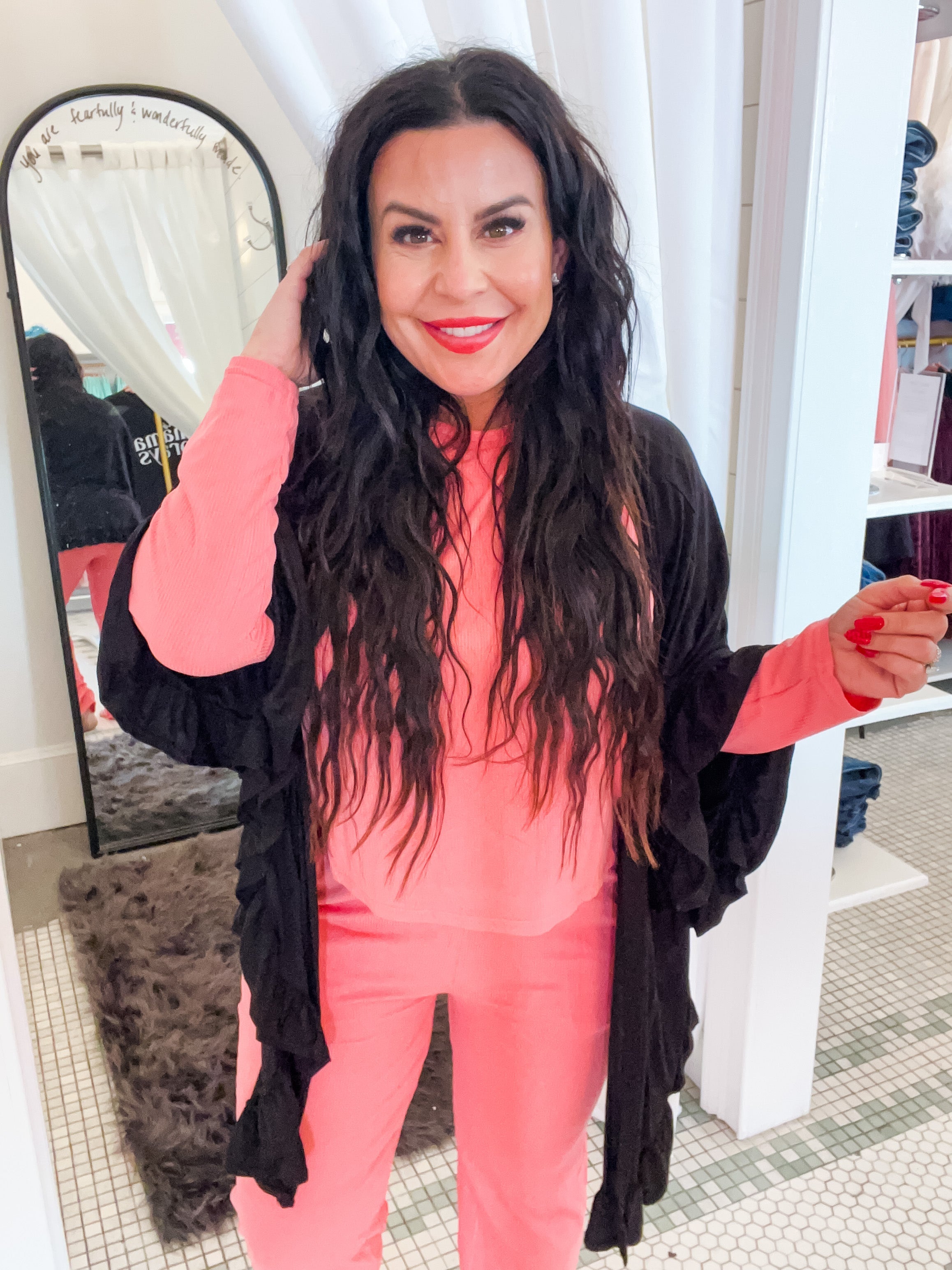 Lightweight Ultra Soft Black Ruffle Cardi