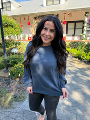 Chic Teal Waffle Knit and Lace Lightweight Sweater