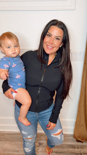 Rae Mode Black ribbed Zip Up Jacket