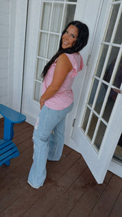 Dusty Pink Flutter Sleeve Top