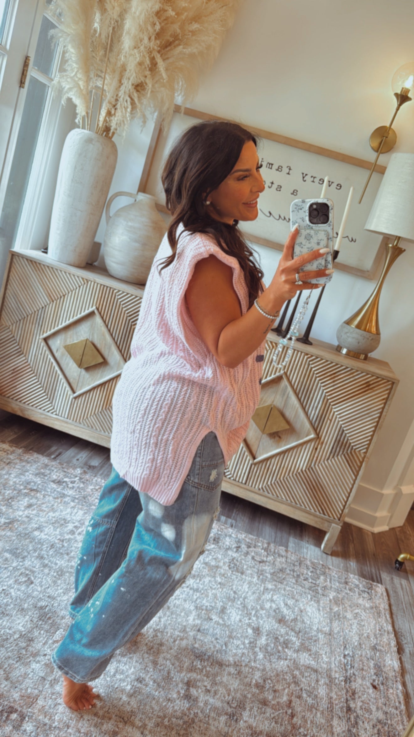 POL Pink Sleeveless Love n Peace Top