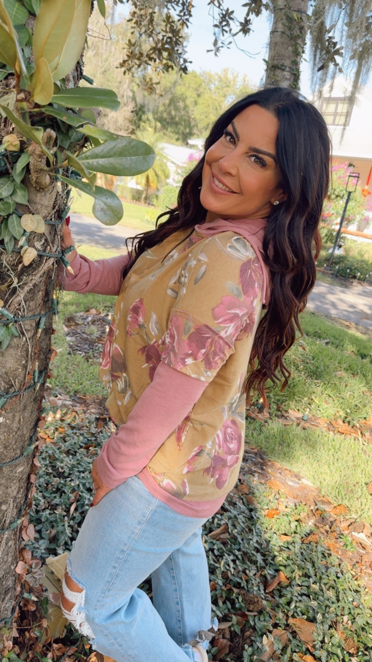 Purple and Floral Lightweight Hoodie