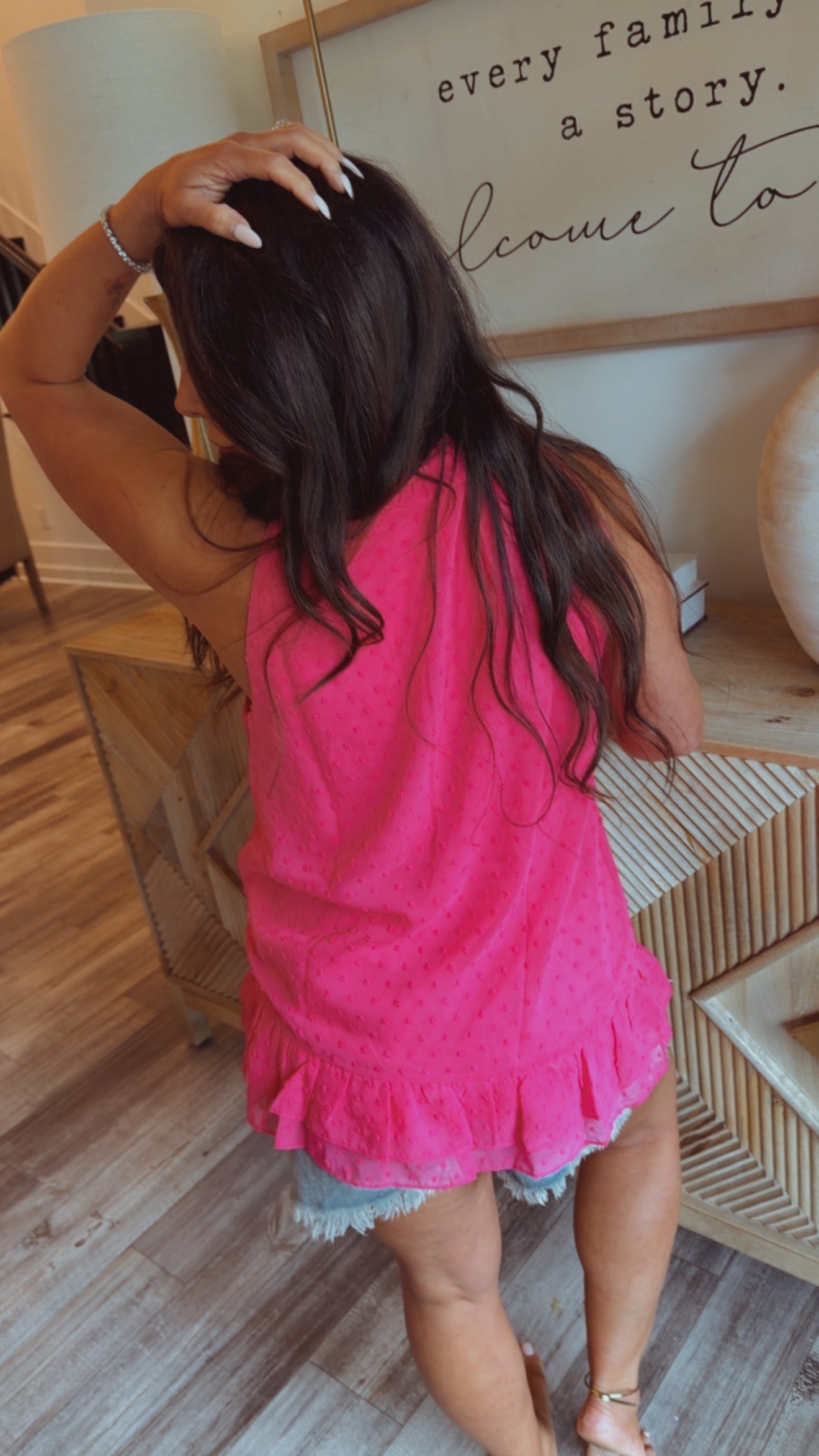Soft Fuchsia Lace Dot Sleeveless Top