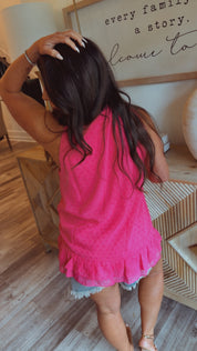 Soft Fuchsia Lace Dot Sleeveless Top