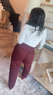 Rae Mode Dark Cherry Quilted Lounge Joggers