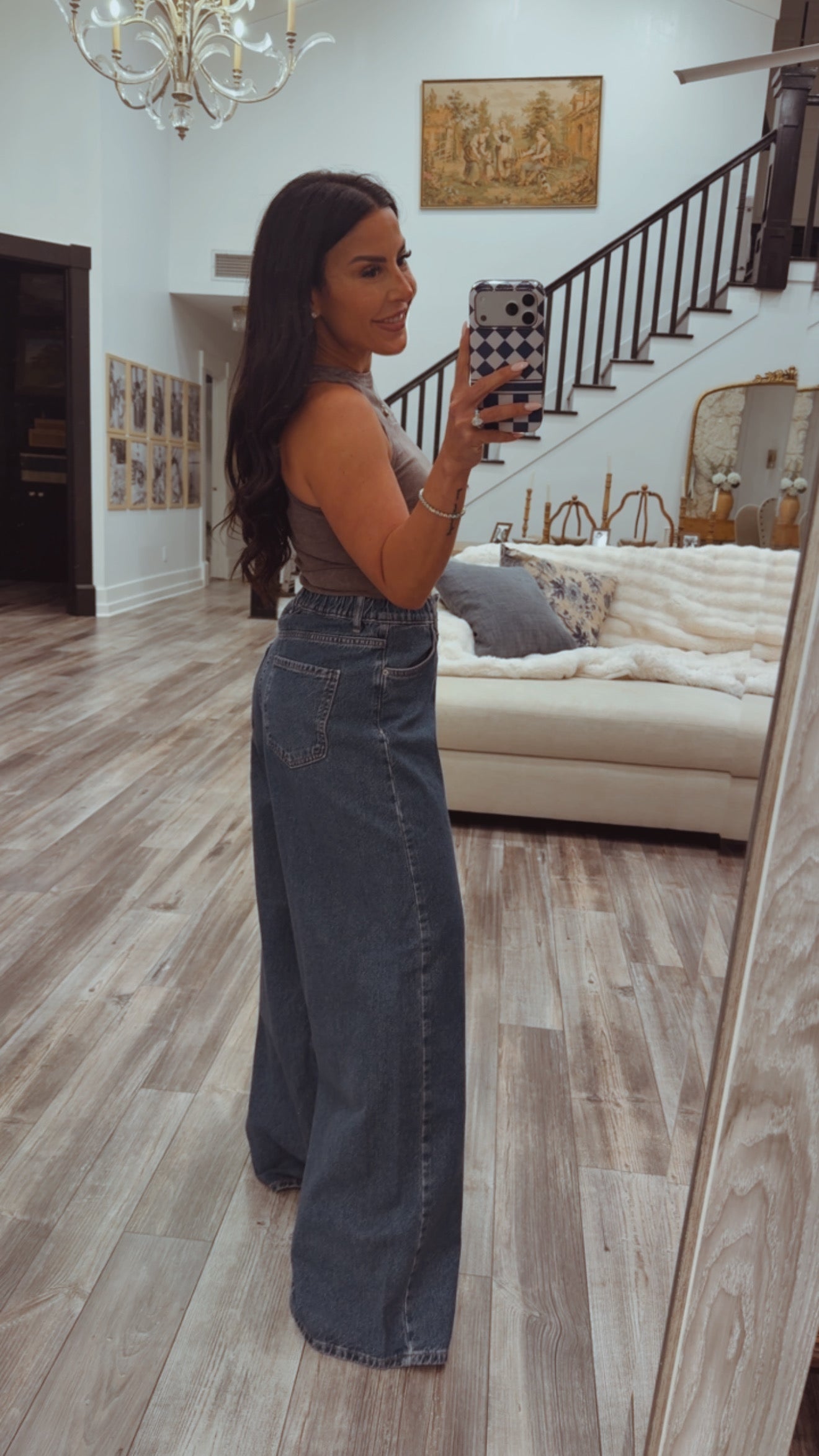Grey Acid Wash Side Ruched Tank