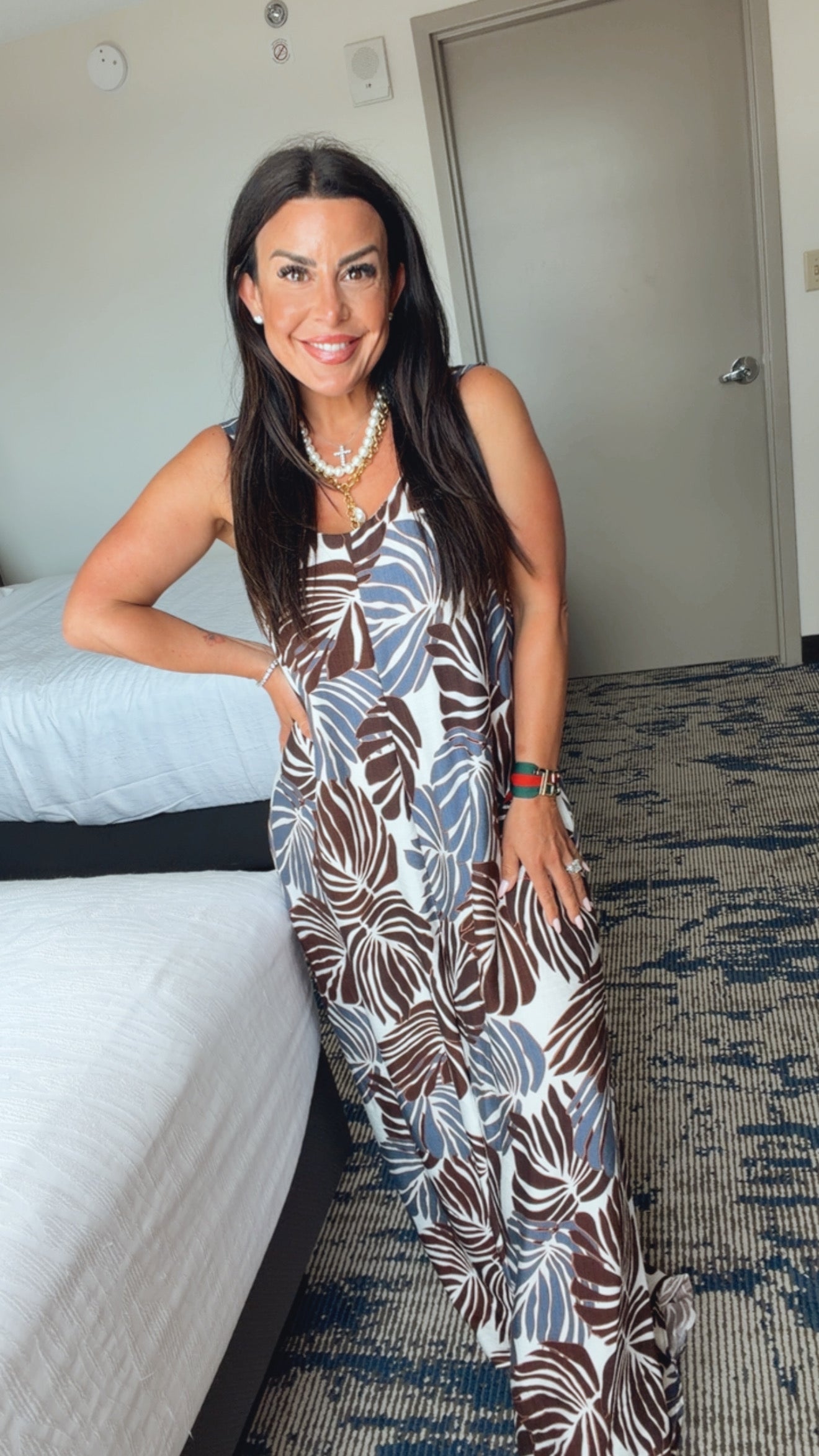 Loose Fit Chic multicolor Palm Jumpsuit