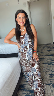 Loose Fit Chic multicolor Palm Jumpsuit