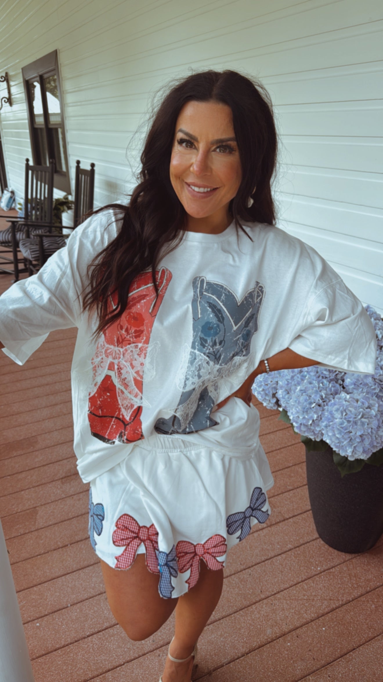 Oversized White Boots and Lace Top