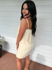 Chic Cream V Cut Date Night Dress