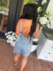 Navy and White Striped Romper