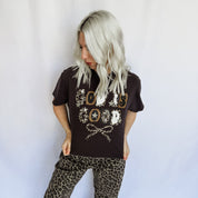 *Leopard God Is Good Graphic Tee D-1083