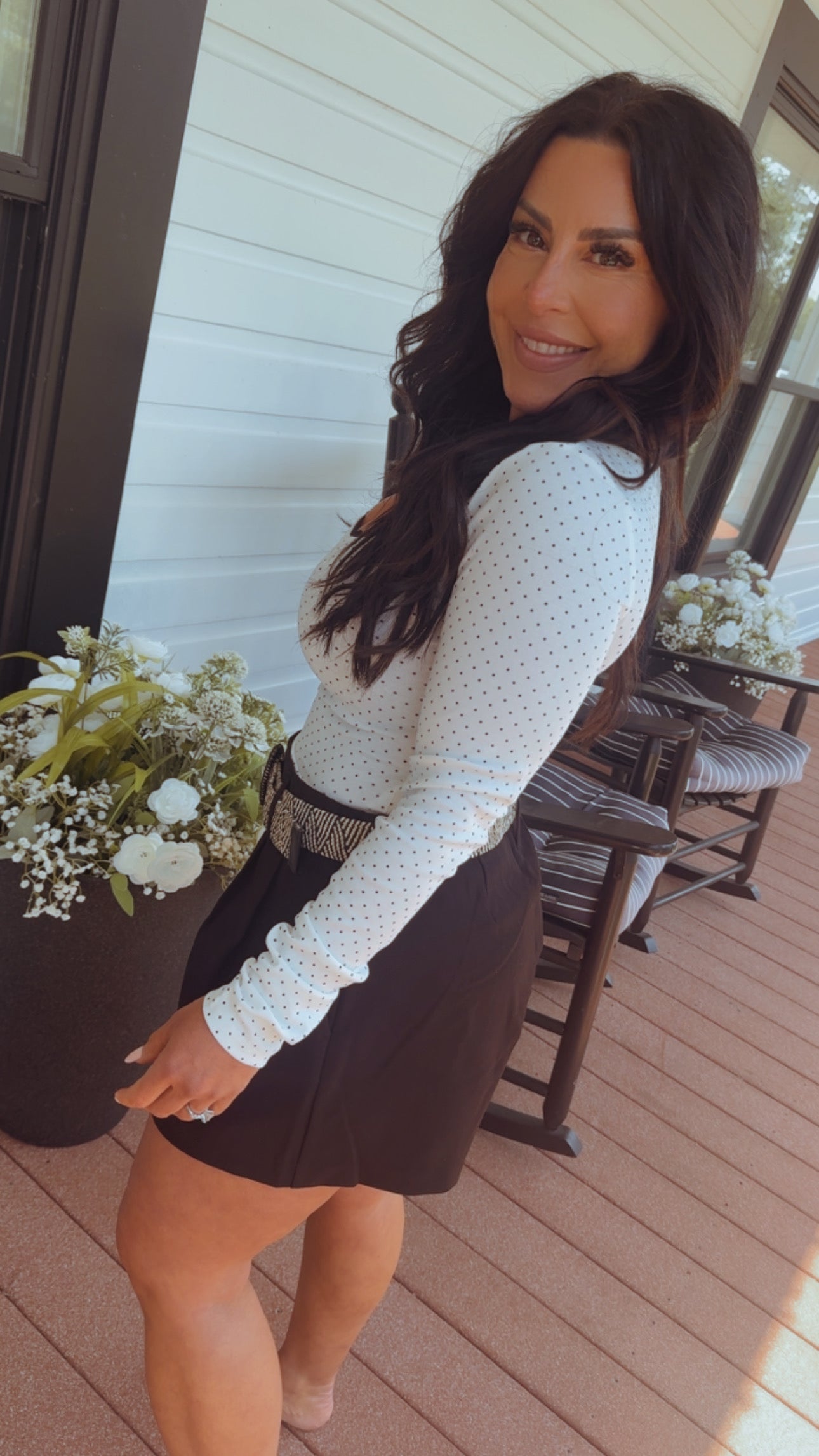 Stich and Co Chic Black Shorts With Cream Belt