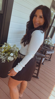 Stich and Co Chic Black Shorts With Cream Belt