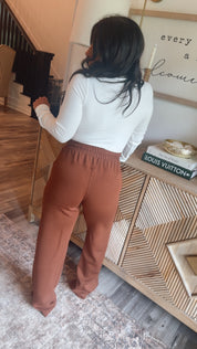 White Ribbed Vneck Long Sleeve Top Stitch &Co