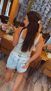 Risen Light Acid Wash Distressed Denim Shorts