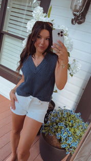 Mica Denim White Raw Hem High Rise Shorts