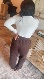 Rae Mode Dark Brown Quilted Lounge Joggers