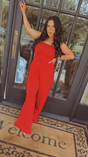 Sassy Red Sleeveless Jumpsuit