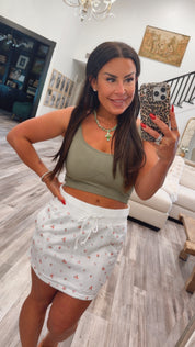 Chic White And Floral Skirt