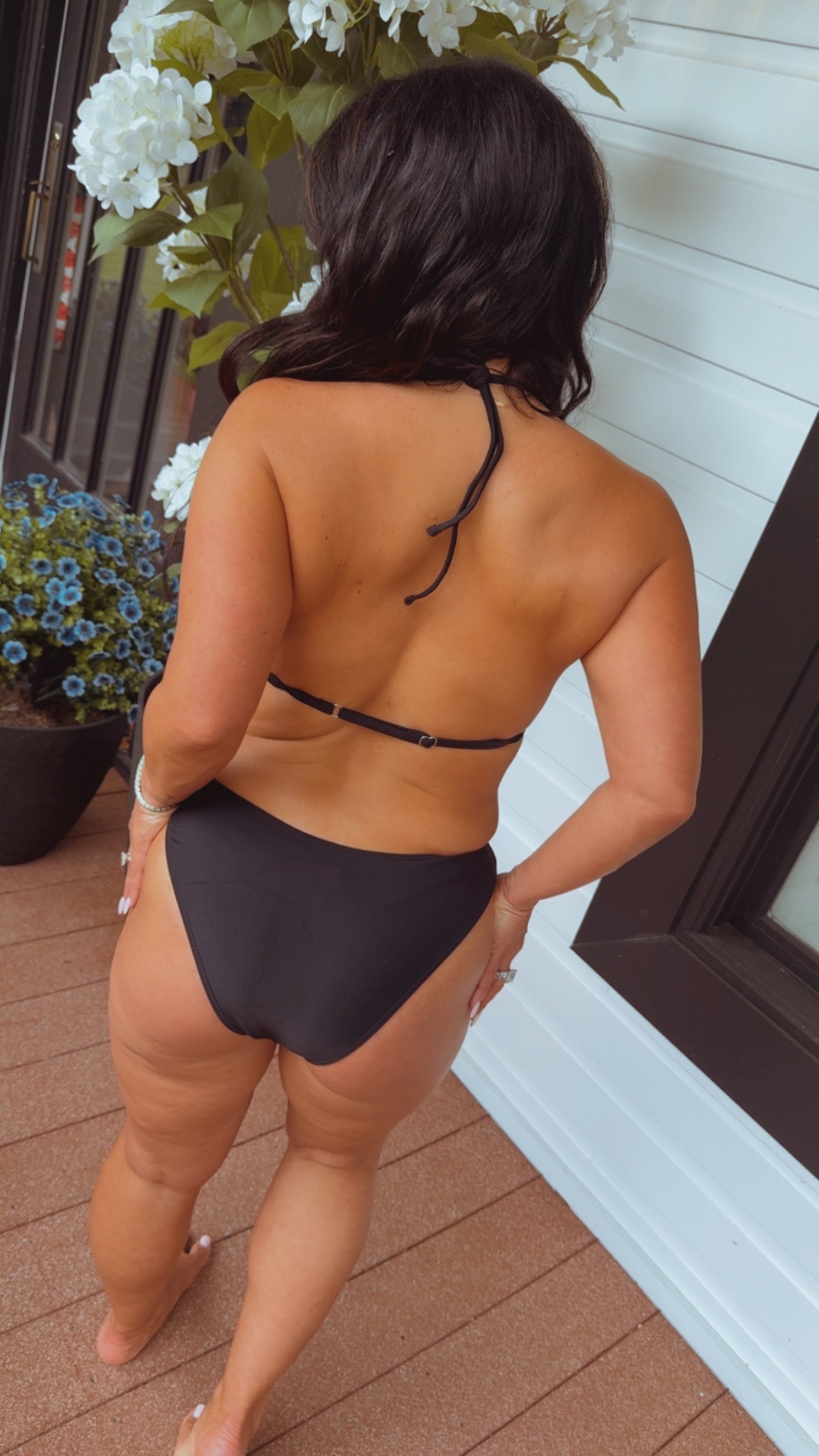 Black Two Piece Bathing Suit With Cover Up Pants