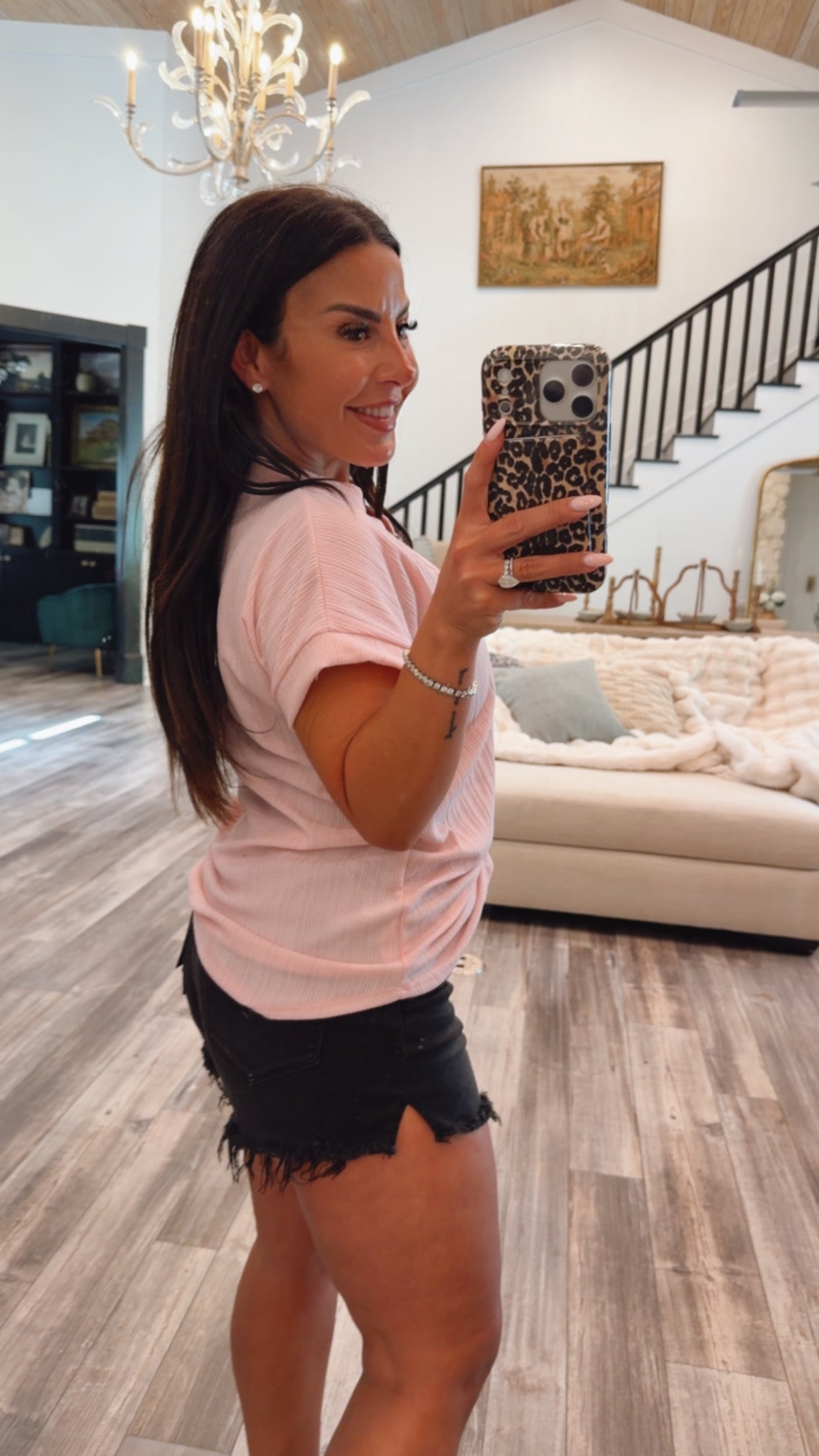 Pink Textured Lightweight Top