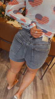 Judy Blue High Waist Slim Short Star Splatter Shorts