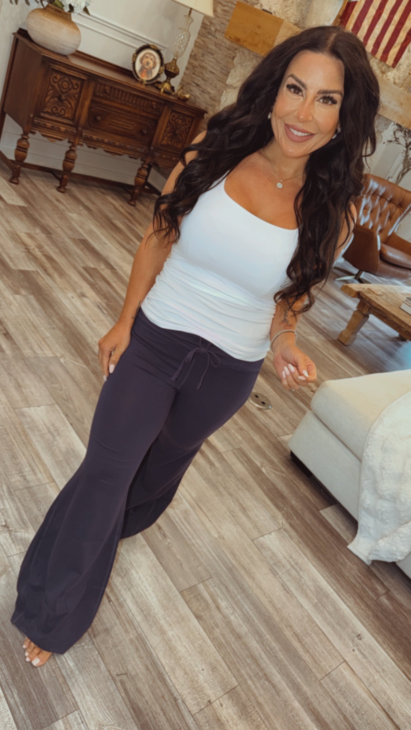 Rae Mode Navy Fold Over Flare Athletic Joggers