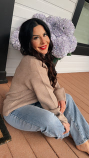 Dark Beige Turtleneck Moreno Wool Sweater