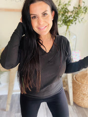 Long Sleeve Black Off Shoulder Top