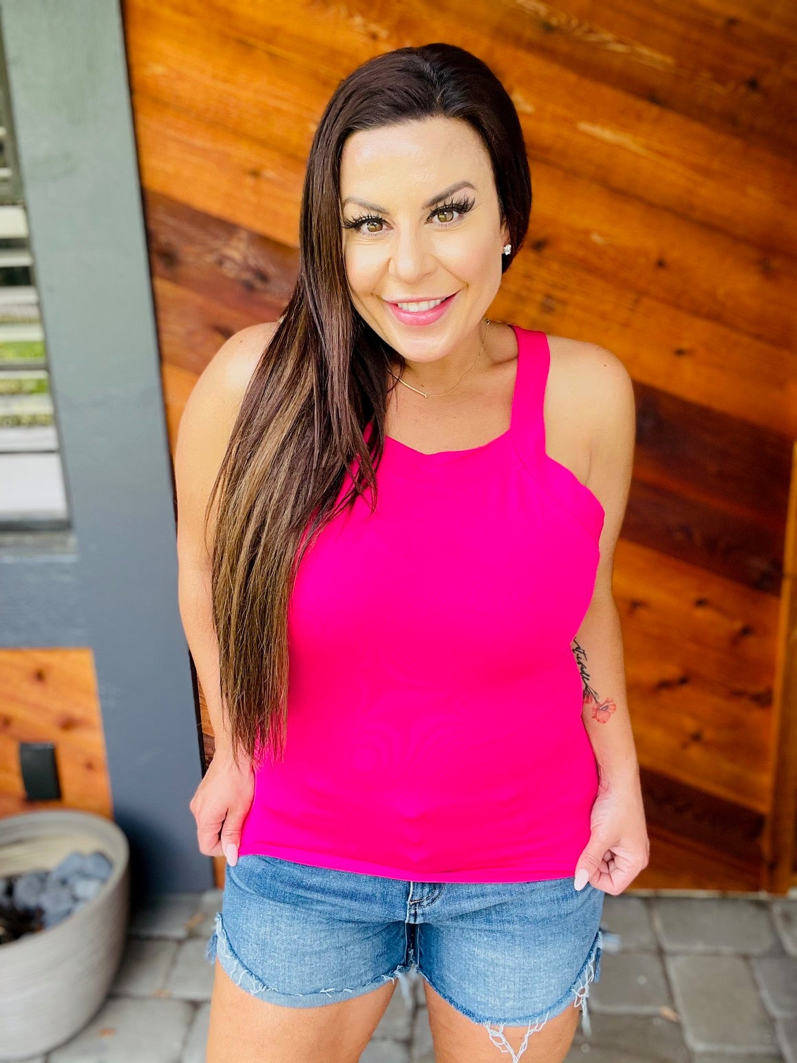 Tight Compression High neck Pink Tank