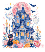 Indigo Blue Halloween Haunted Mansion