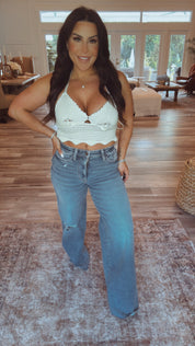 Chic Oat Knit Seashell and Pearl Top