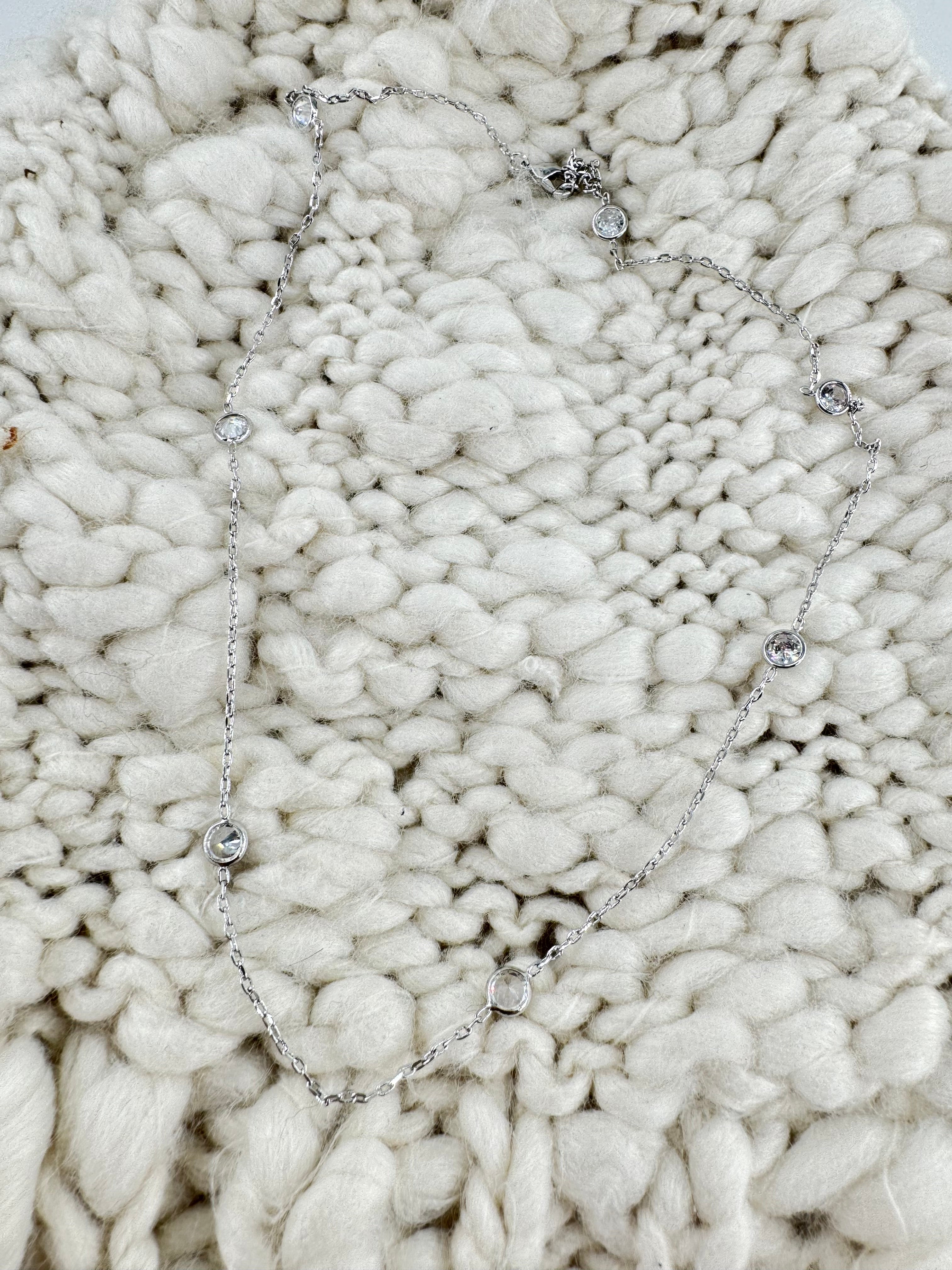 Diva Silver Studded Diamond Necklace