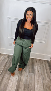 Olive Windbreaker Cargo Pants-DEAL OF THE DAY !