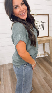 Jade Knit Short Sleeve Sweater