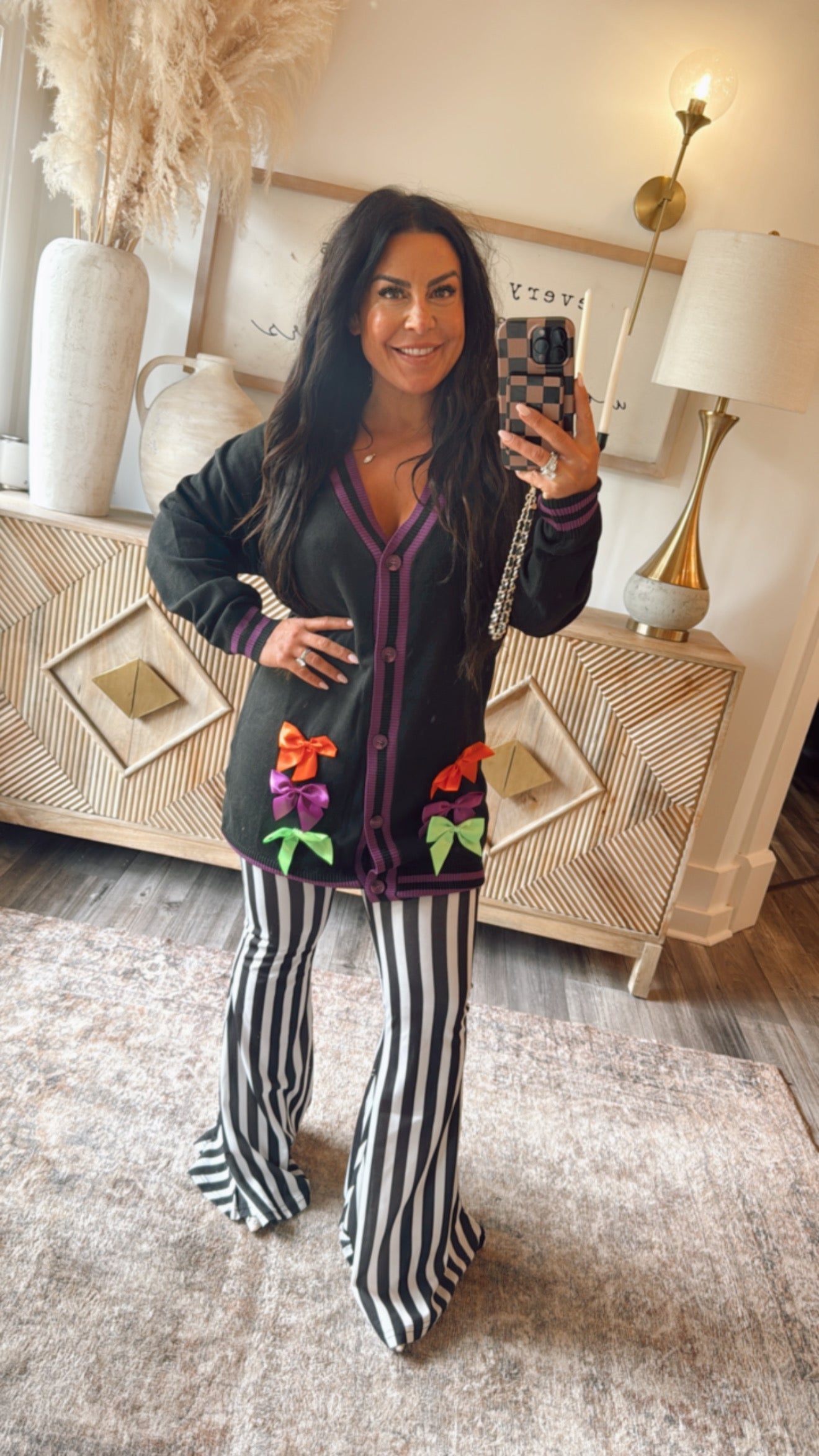 Black Purple and Bows Halloween Jess Lea Cardi