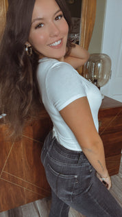 Ivory Double Lined V-neck Bodysuit