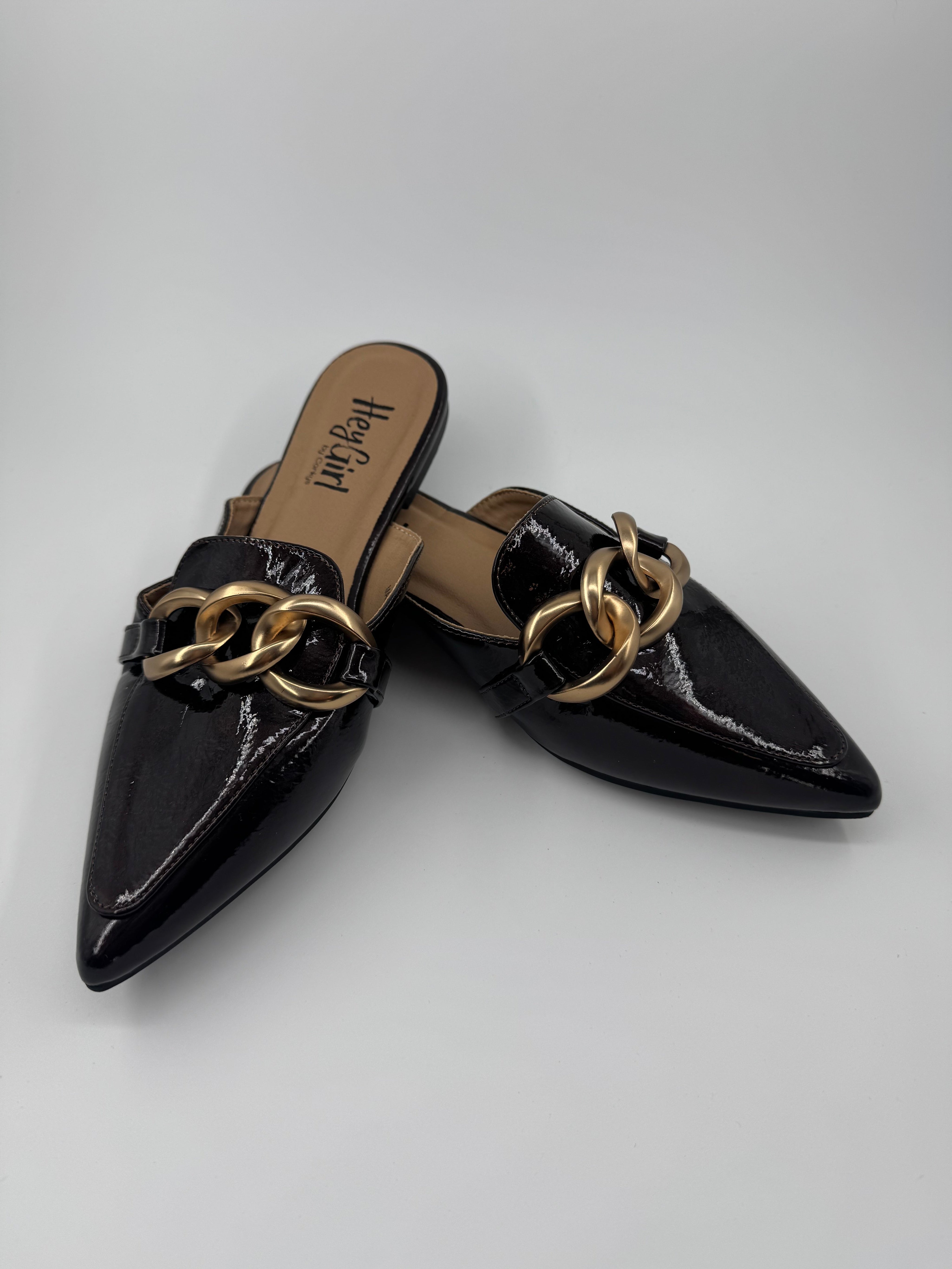 Corky Merlot and Chain Strap Mules