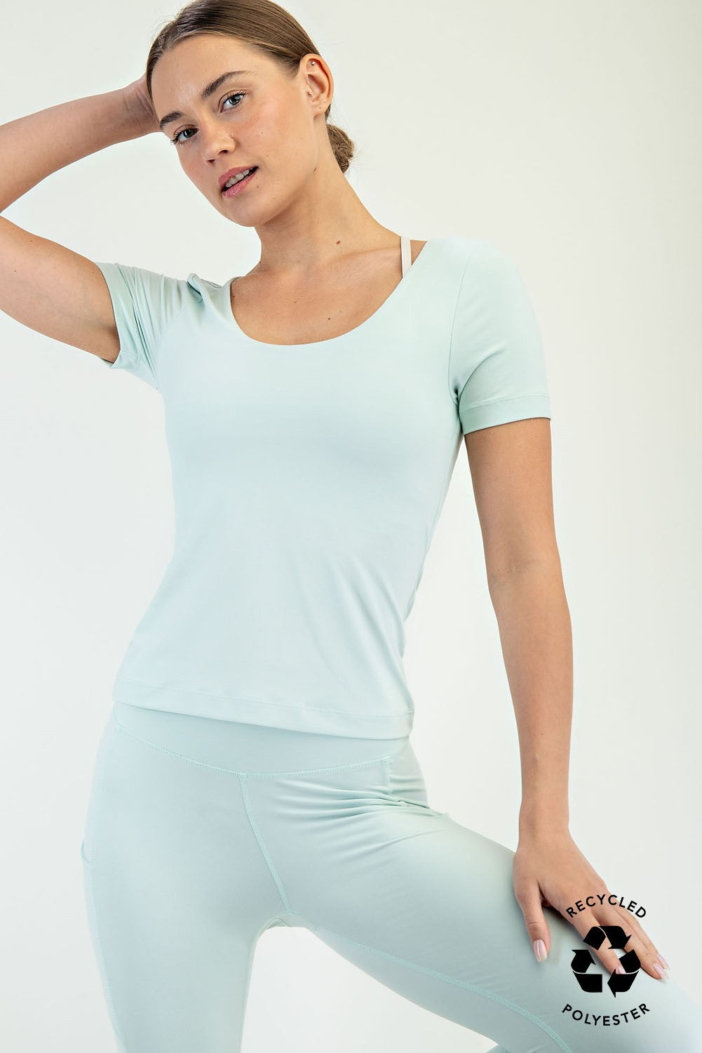 Soft Mint Butter Round Neck Short Sleeve Top Rae Mode 30a