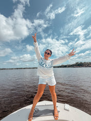 Chic White and Blue Lined Stich Shorts