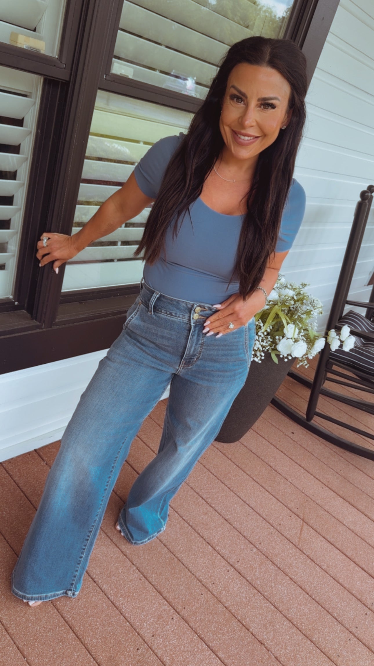 Judy Blue High Rise Medium Wash Colum Trouser Jeans