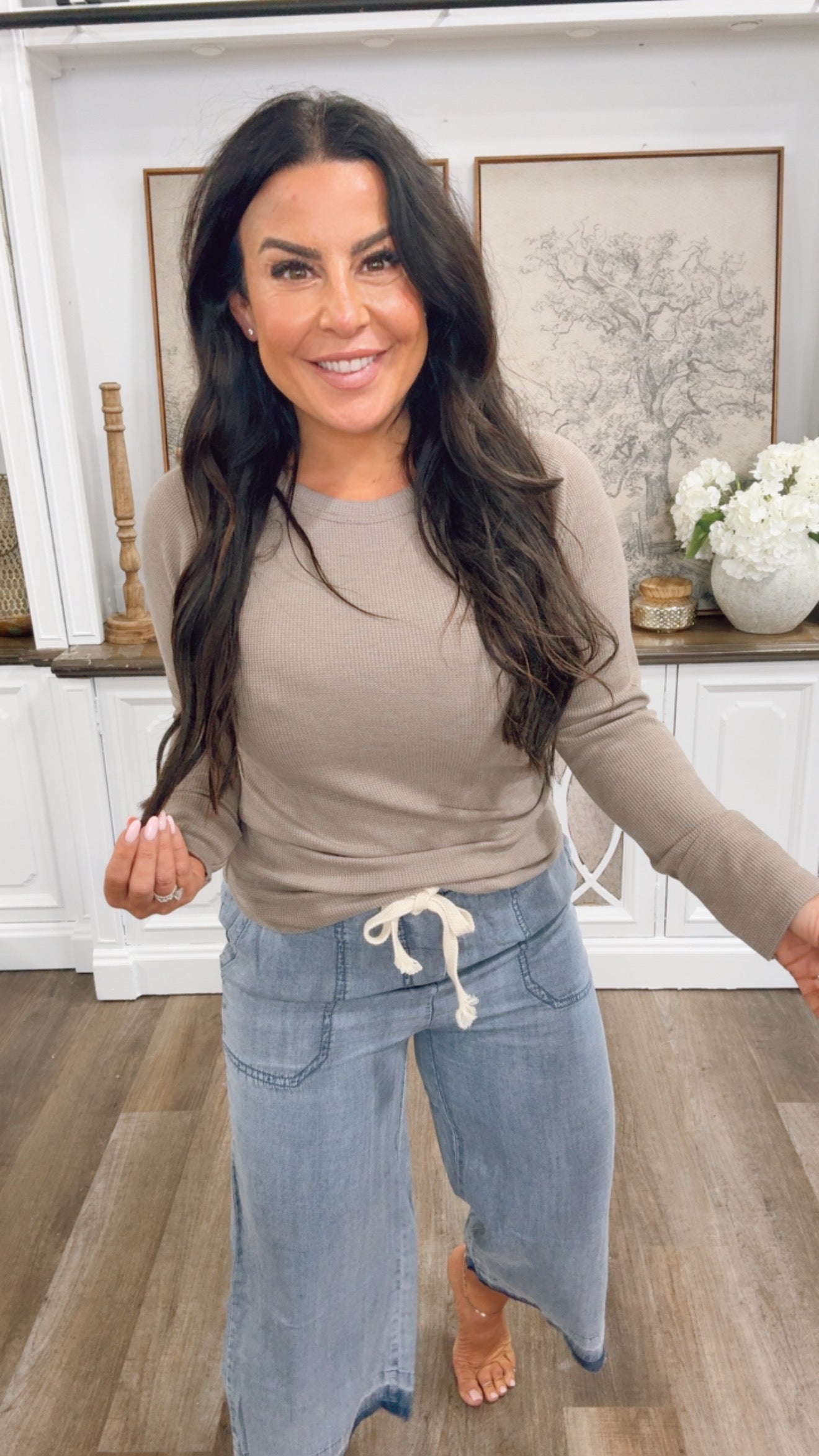 Chic Denim Flowy Loose Fit Joggers