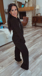 “Old Money” Black Luxe Ribbed Ultra Soft Hoodie and Joggers Set