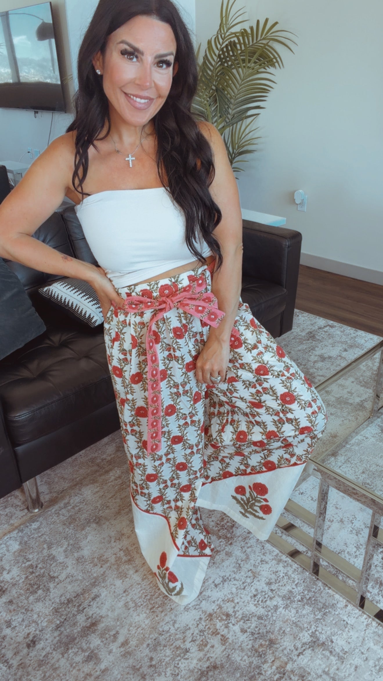 POL Cream and Multi Floral Pants