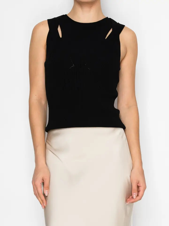 Stitch and CO Chic Black Elevated Cut out Sleeveless Top