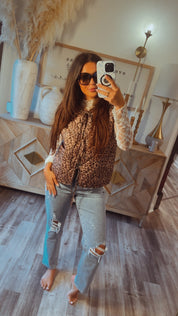 Coffee Brown Quilted Round Neckline Vest