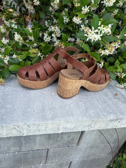 Corky Bourbon Gladiator Wedge Heels