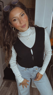 Chic Black Knit Wool Sweater