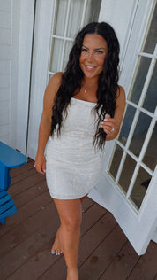 Ivory Floral Embossed Dress - DEAL OF THE DAY